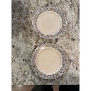 Antique 7" J&G Meakin Hanley England Ironstone Plates Blue Gold Set of 2 G8a